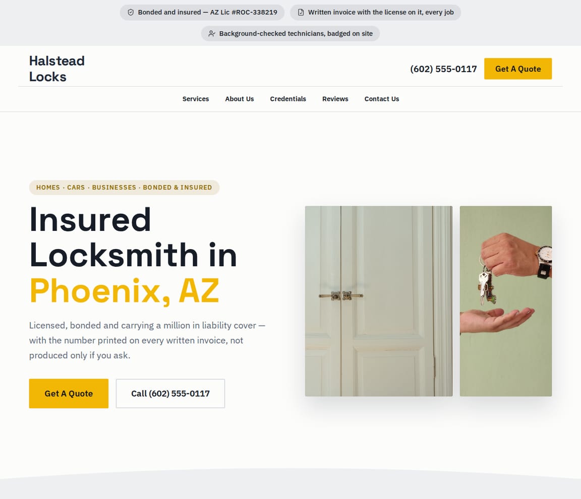 Collage Locksmith website template preview