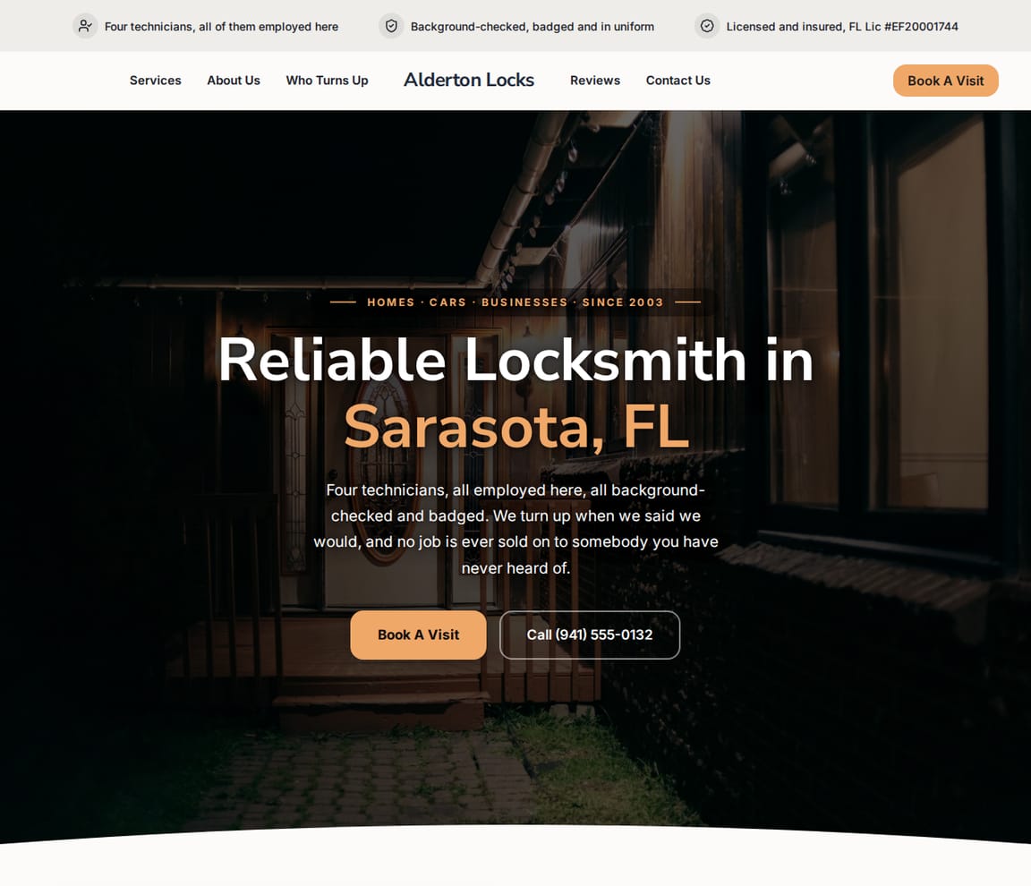 Dark Locksmith website template preview