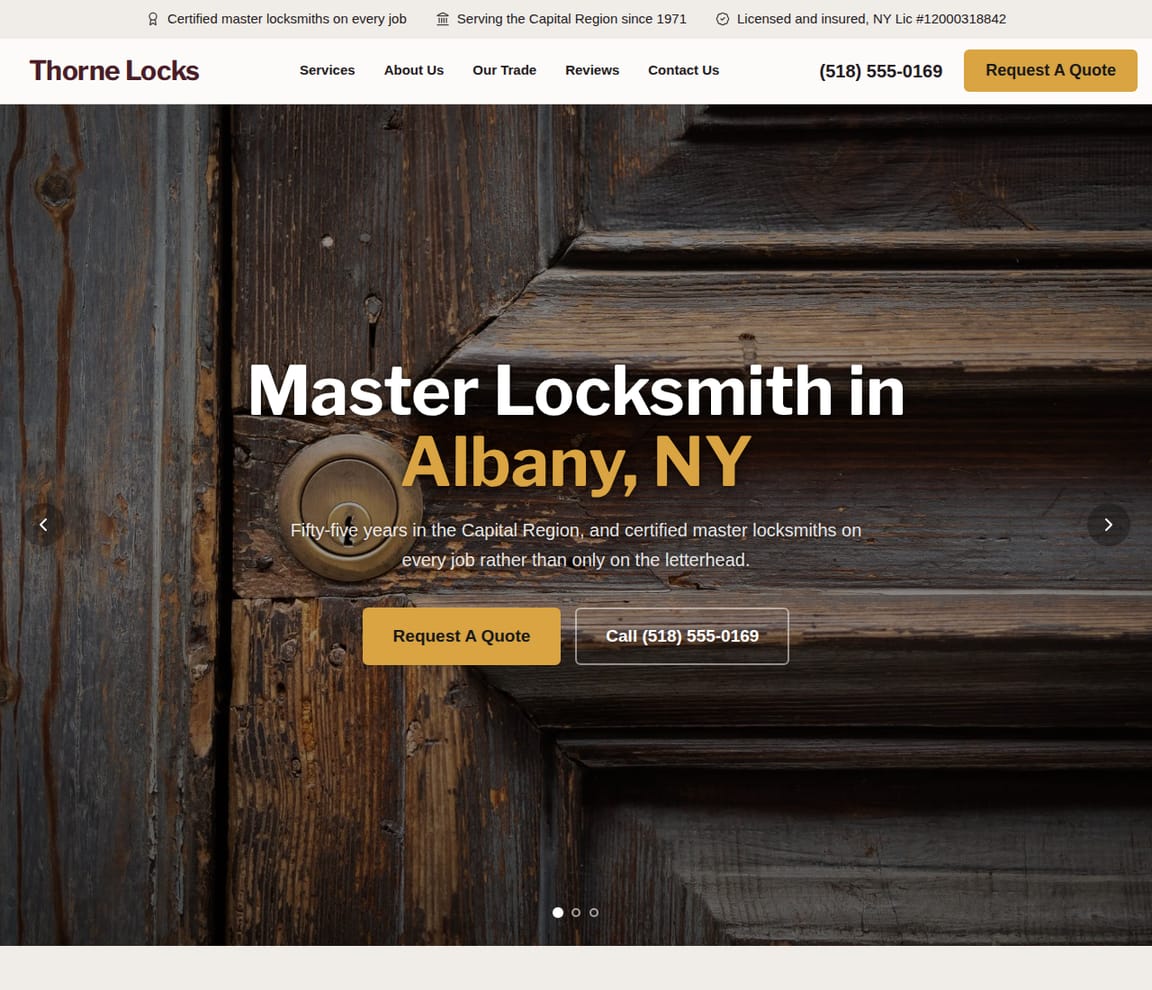 Heritage Locksmith website template preview