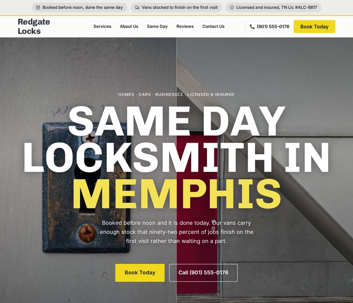 Industrial Locksmith website template preview