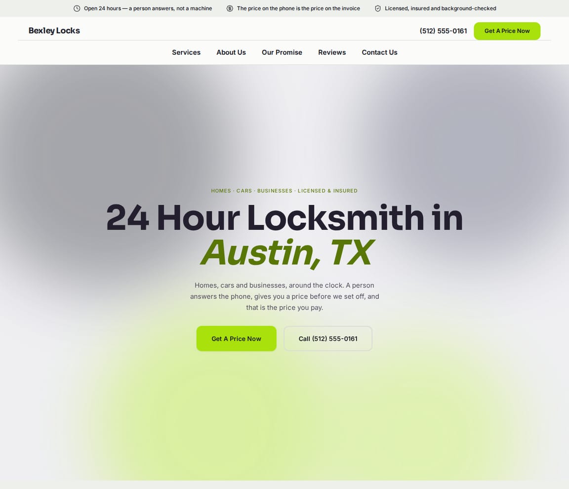 Modern Locksmith website template preview