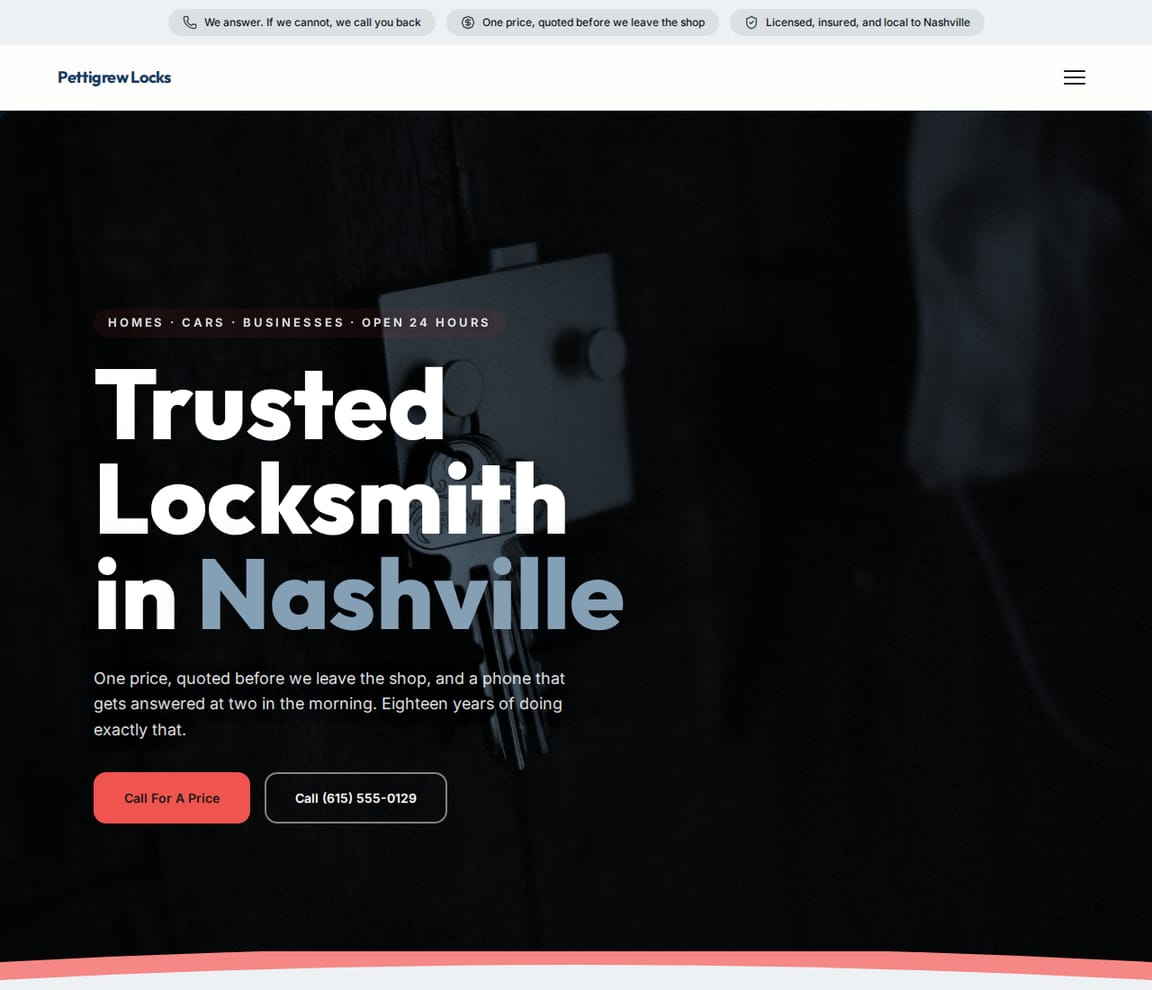 Statement Locksmith website template preview