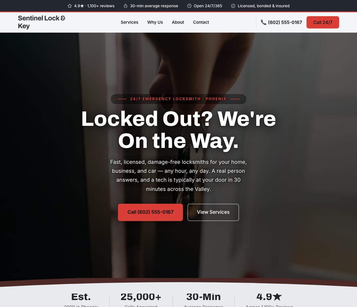 Locksmith website template preview