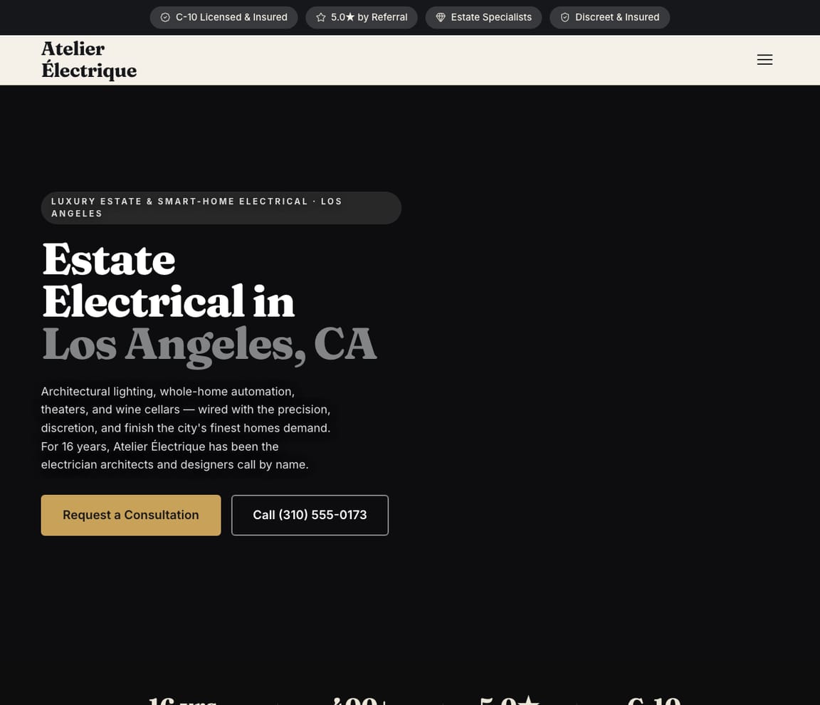Electrician - Luxury Estate website template preview