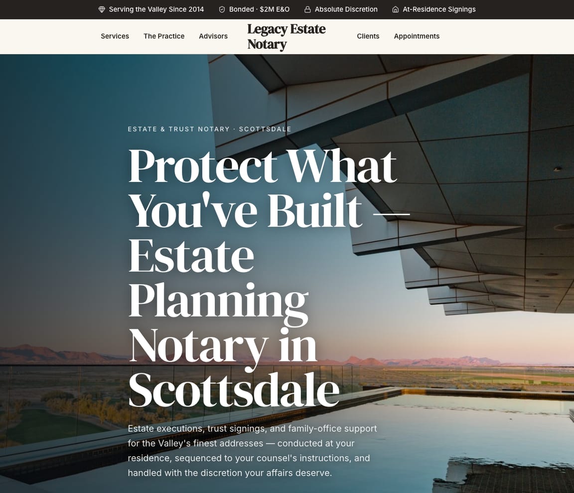 Luxury Estate Notary website template preview