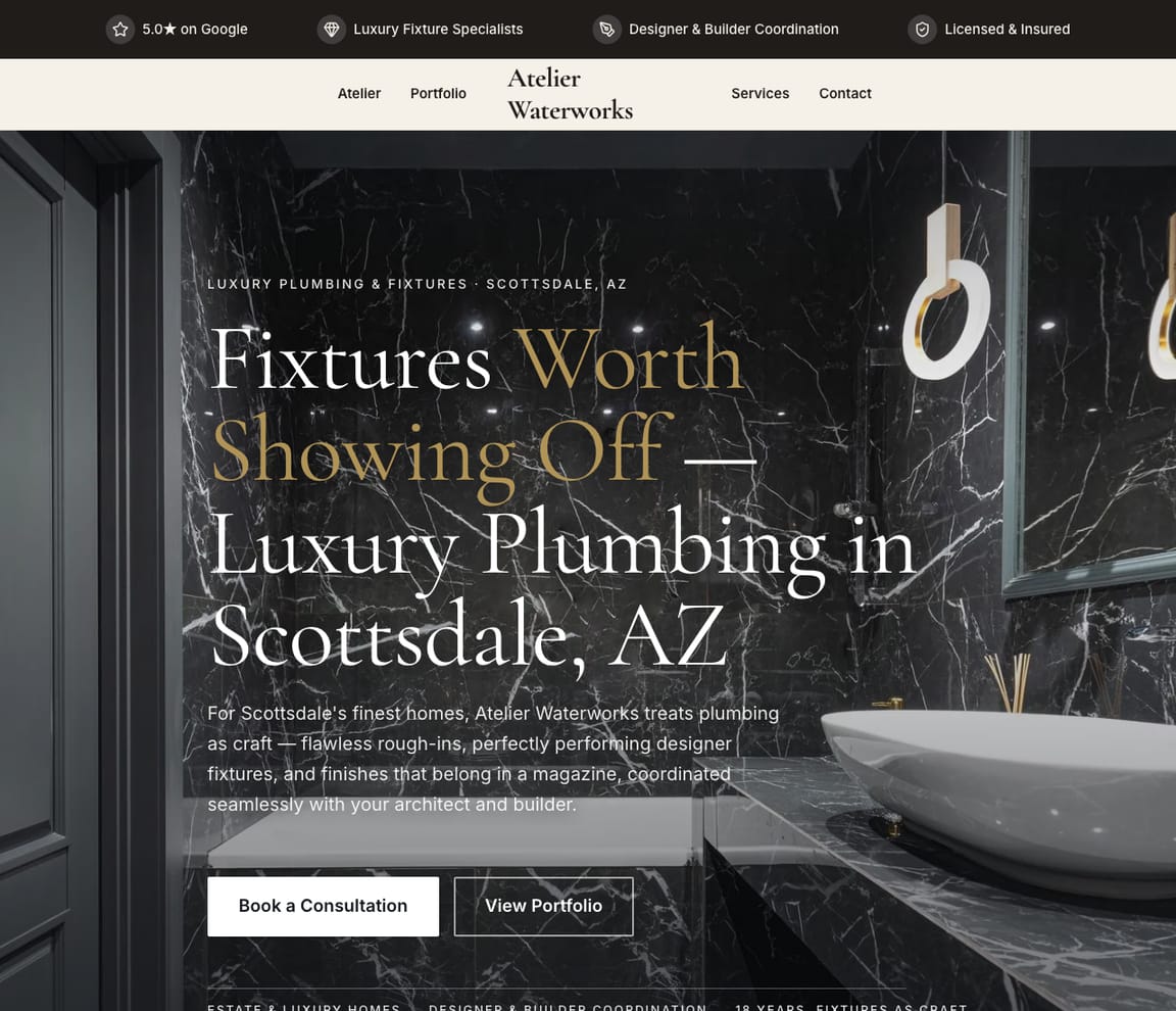 Plumber - Luxury Fixtures website template preview