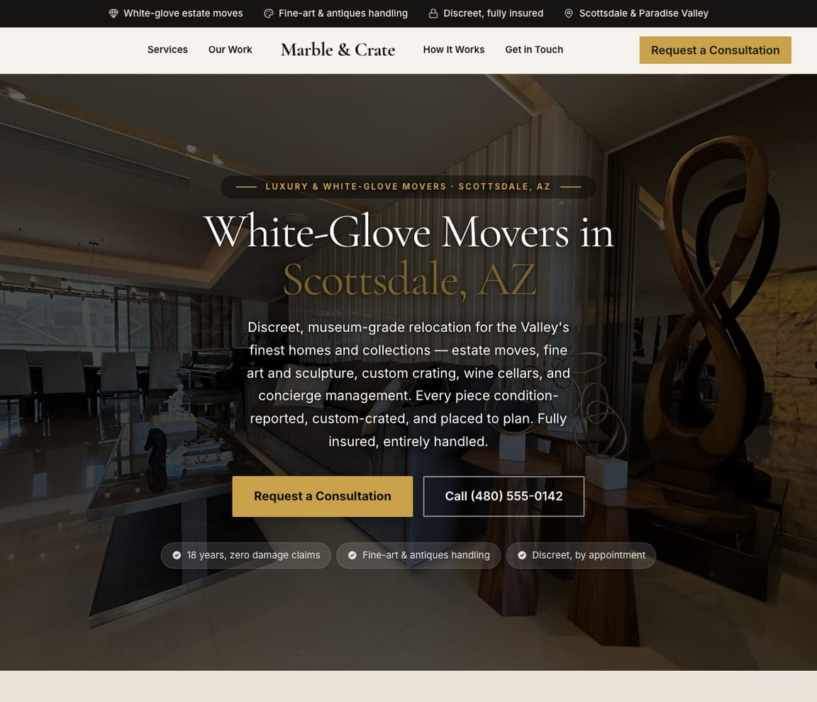 Luxury & White-Glove Movers website template preview