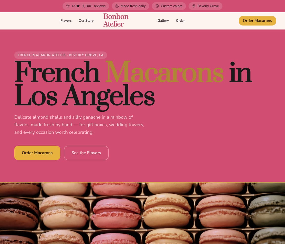 Macaron Shop website template preview