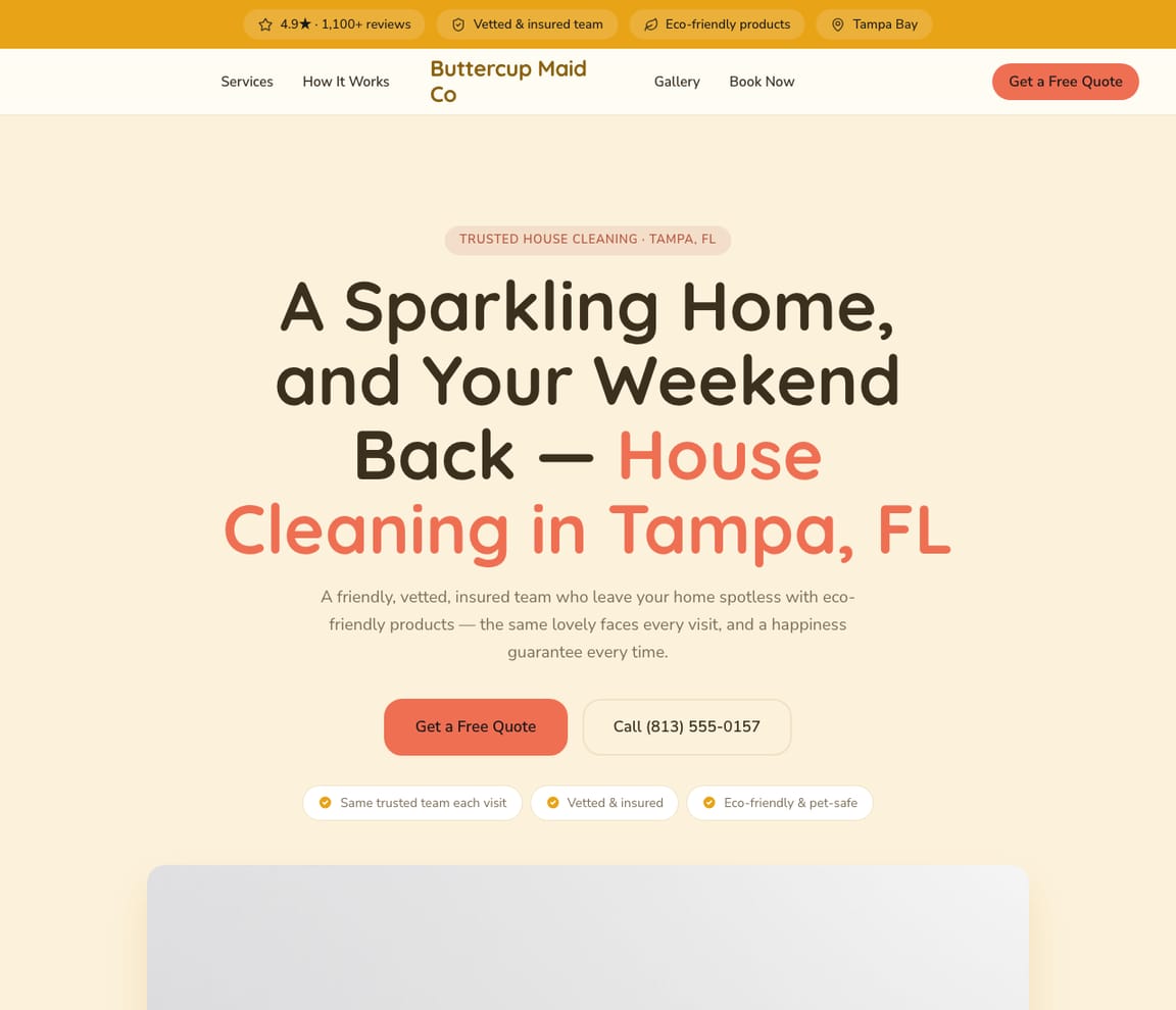 Maid Service website template preview