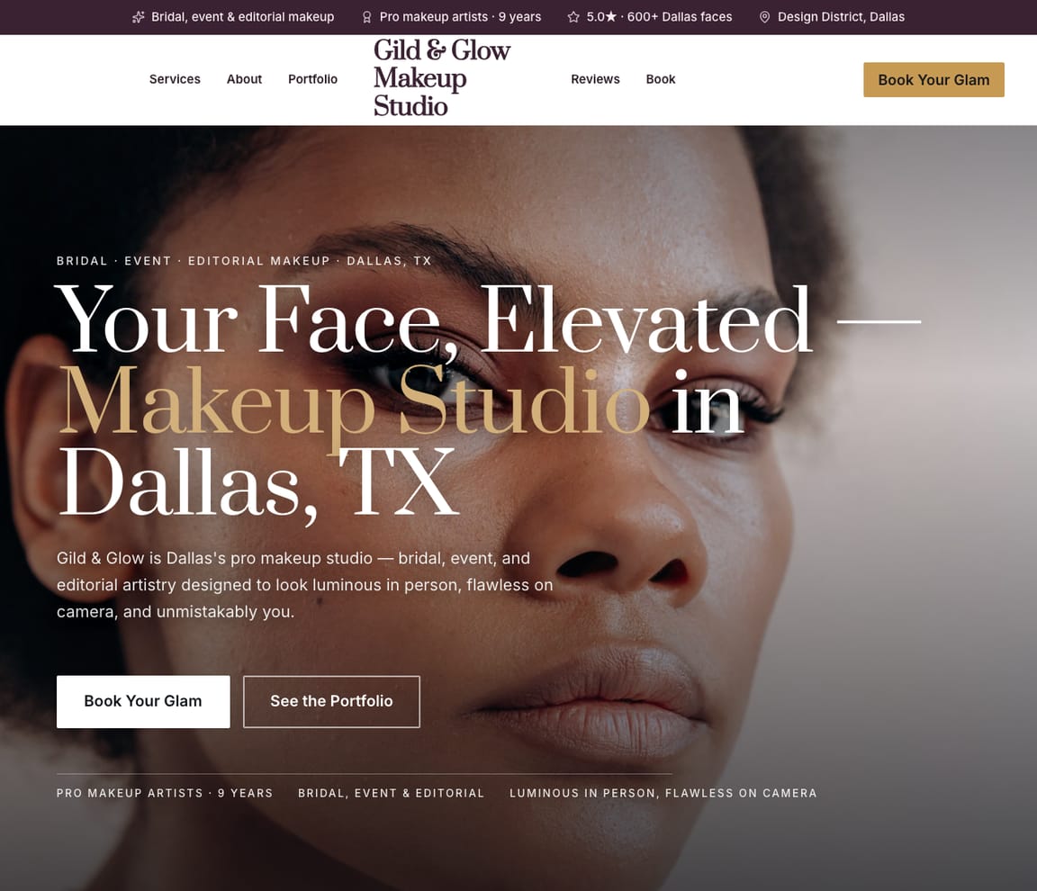Makeup Studio website template preview