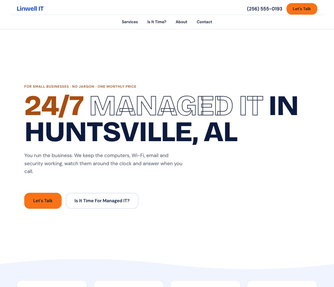 Home page of the Managed IT — Bold website template