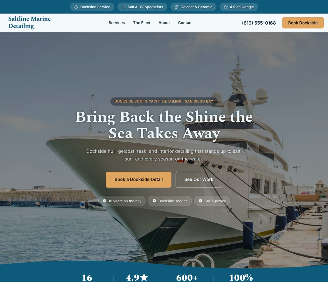 Marine & Boat Detailing website template preview