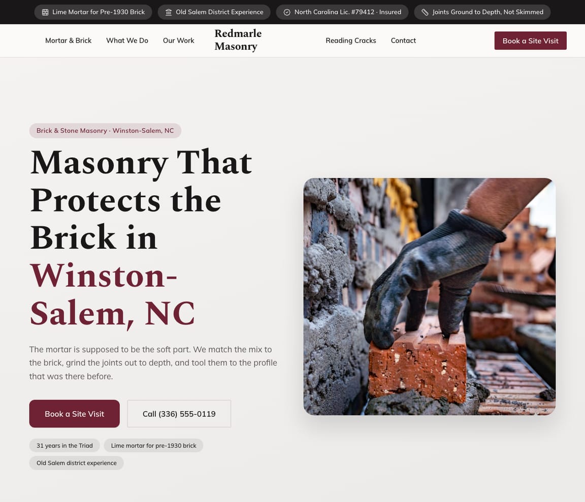 Masonry Contractor website template preview
