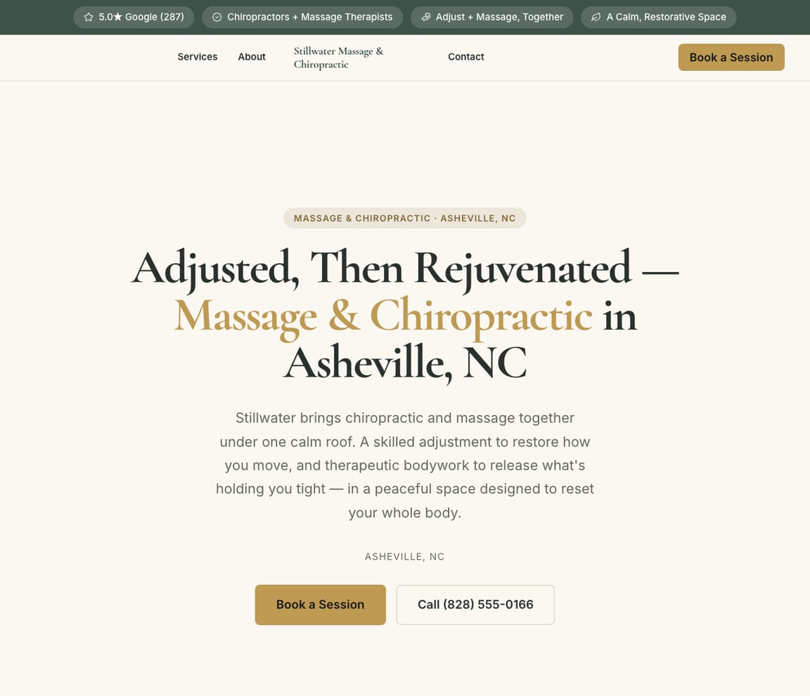 Massage & Chiropractic website template preview