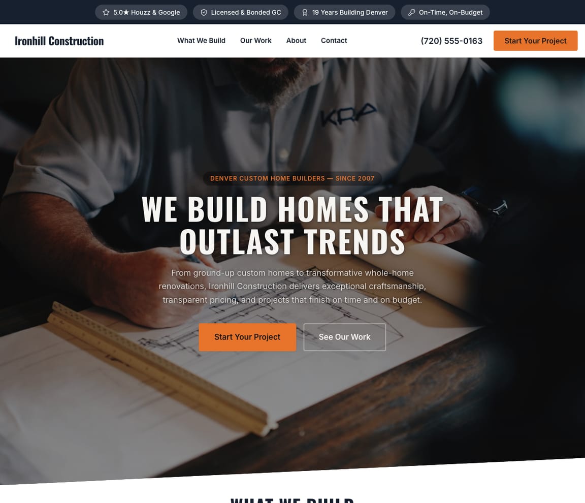 Construction Company website template preview