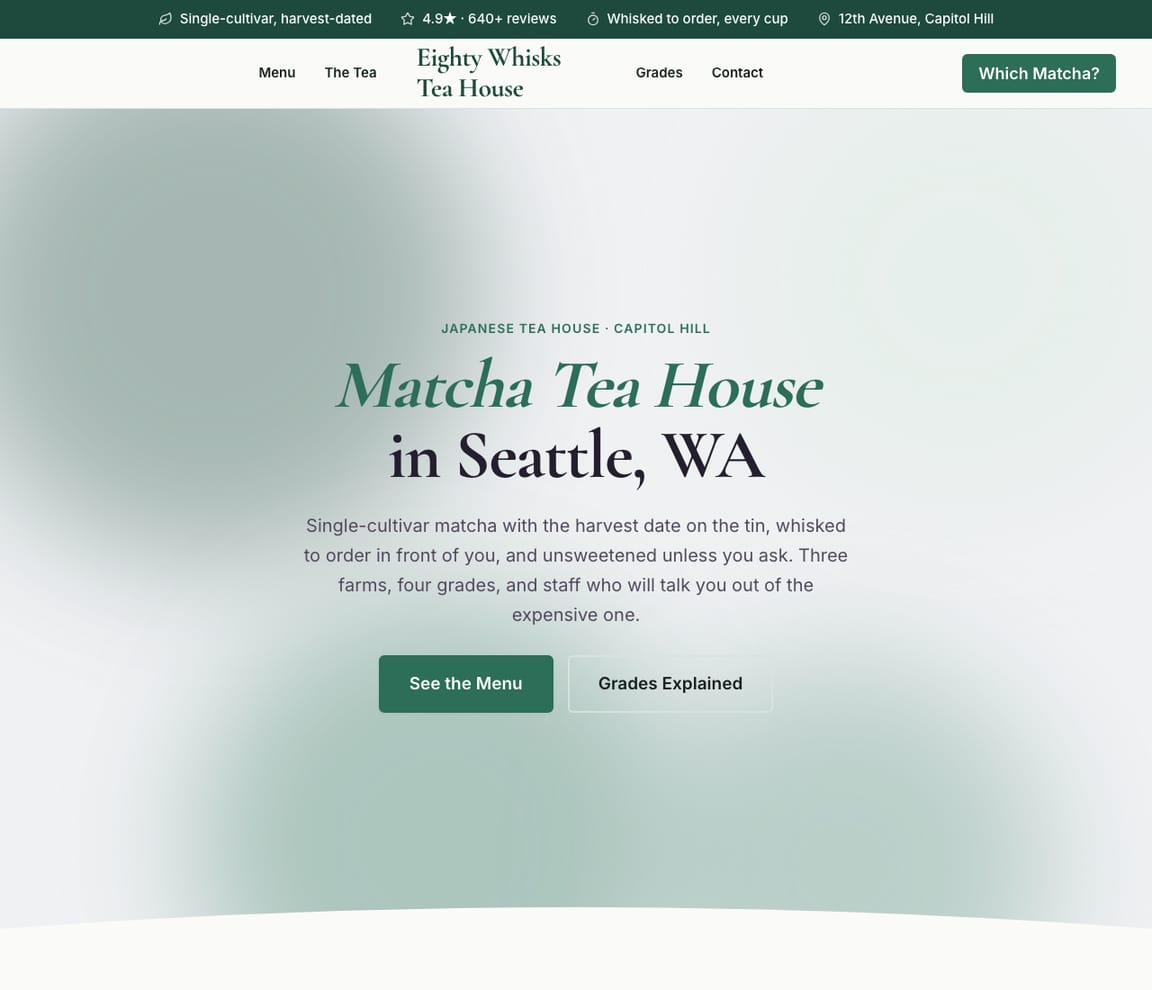 Matcha & Japanese Tea House website template preview