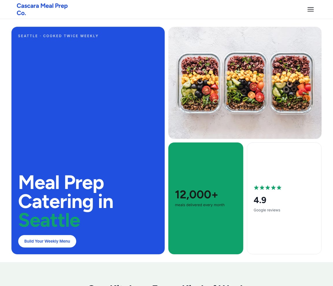 Meal Prep Catering website template preview