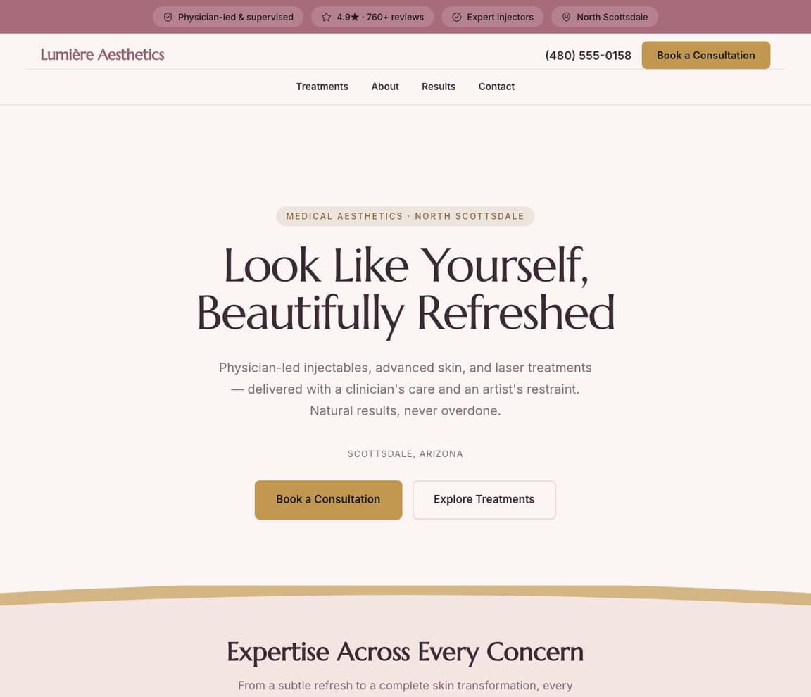 Med Spa website template preview
