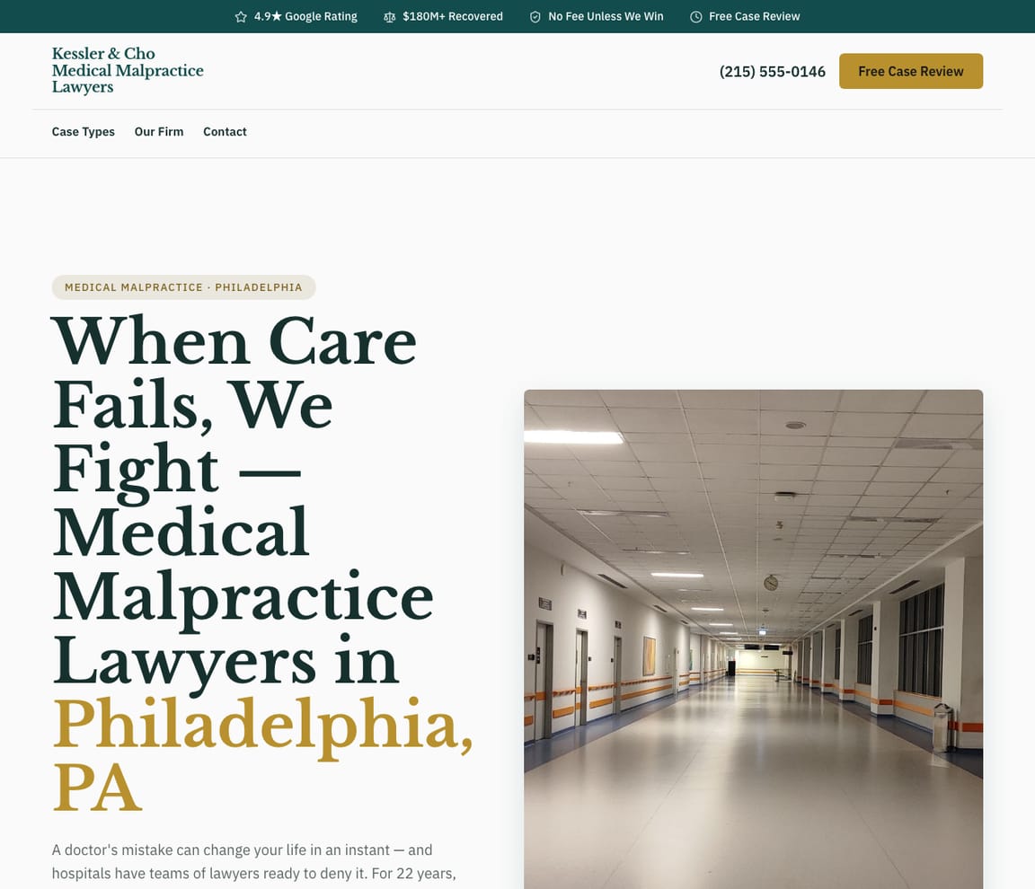 Medical Malpractice Lawyer website template preview