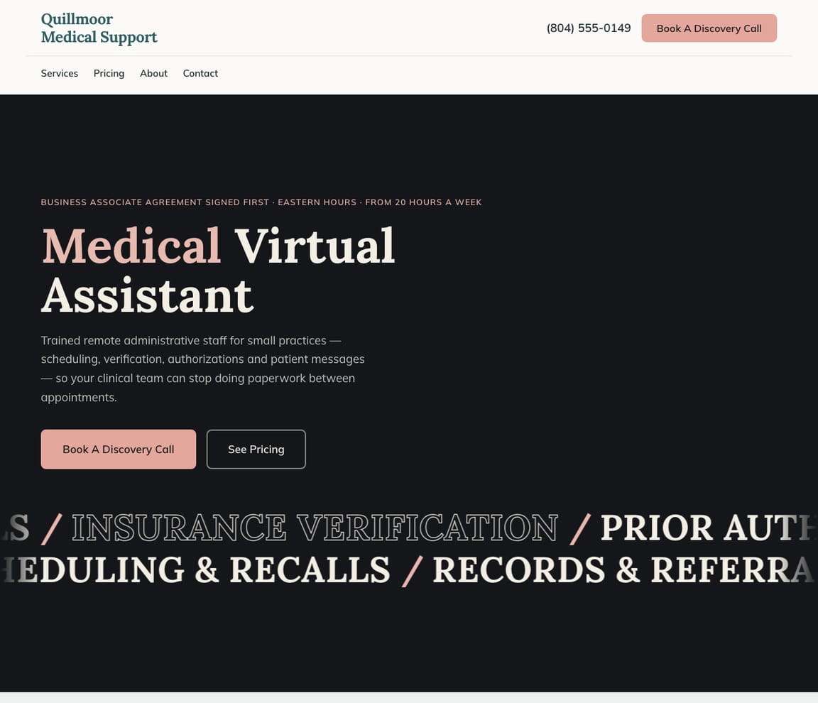 Medical Virtual Assistant website template preview