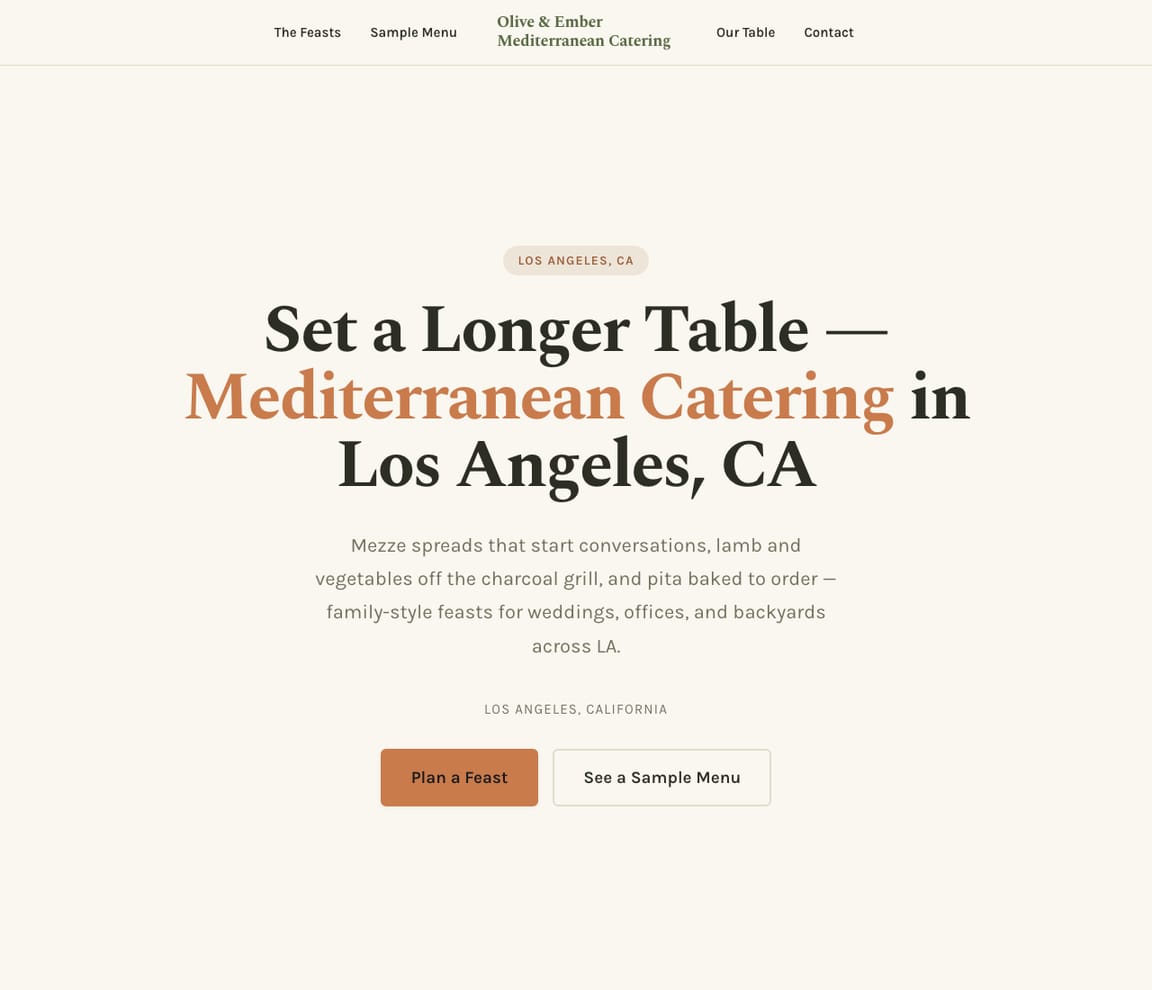 Mediterranean Catering website template preview