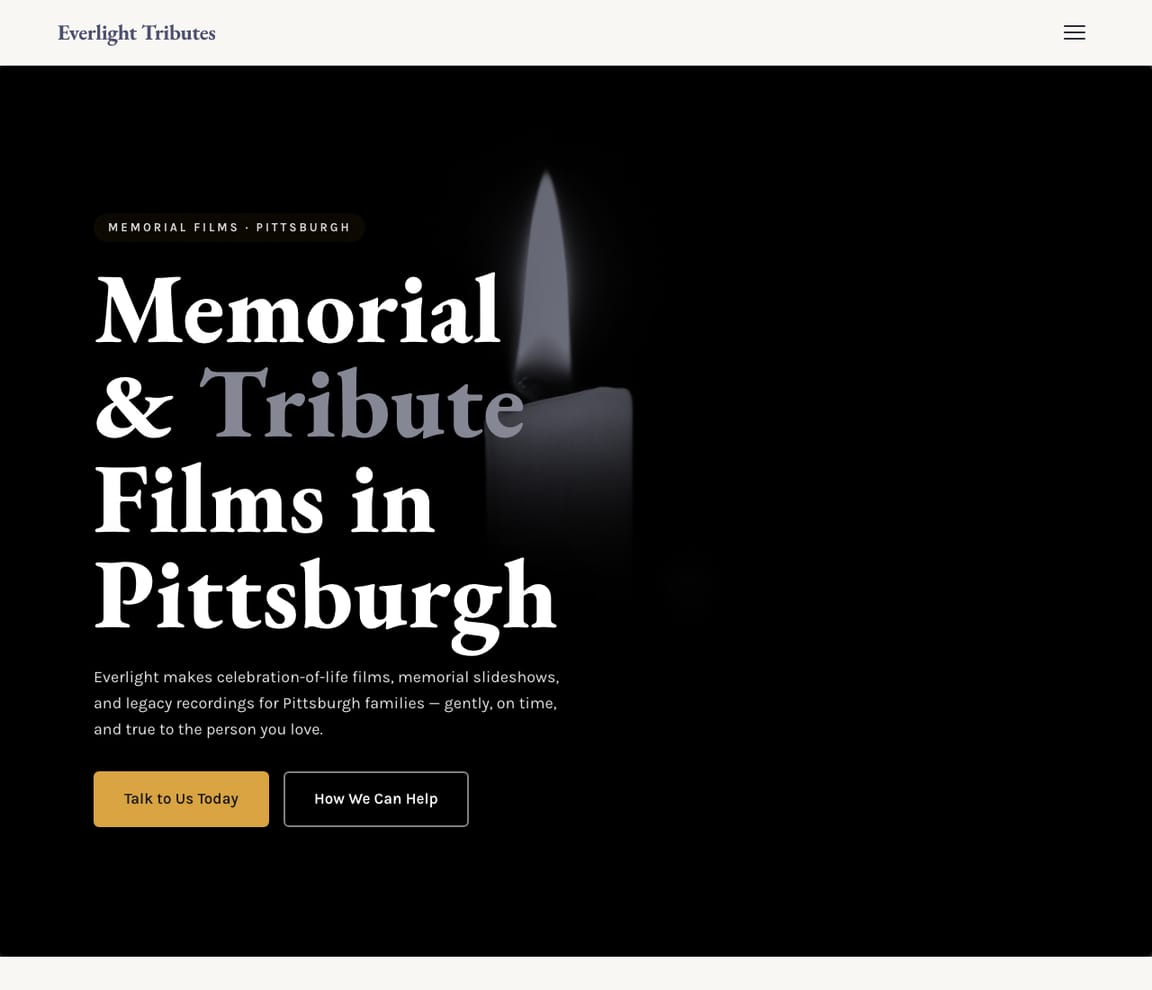 Memorial Videos website template preview