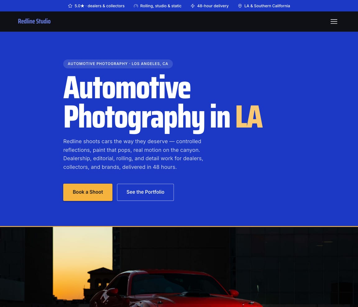 Automotive Photographer website template preview