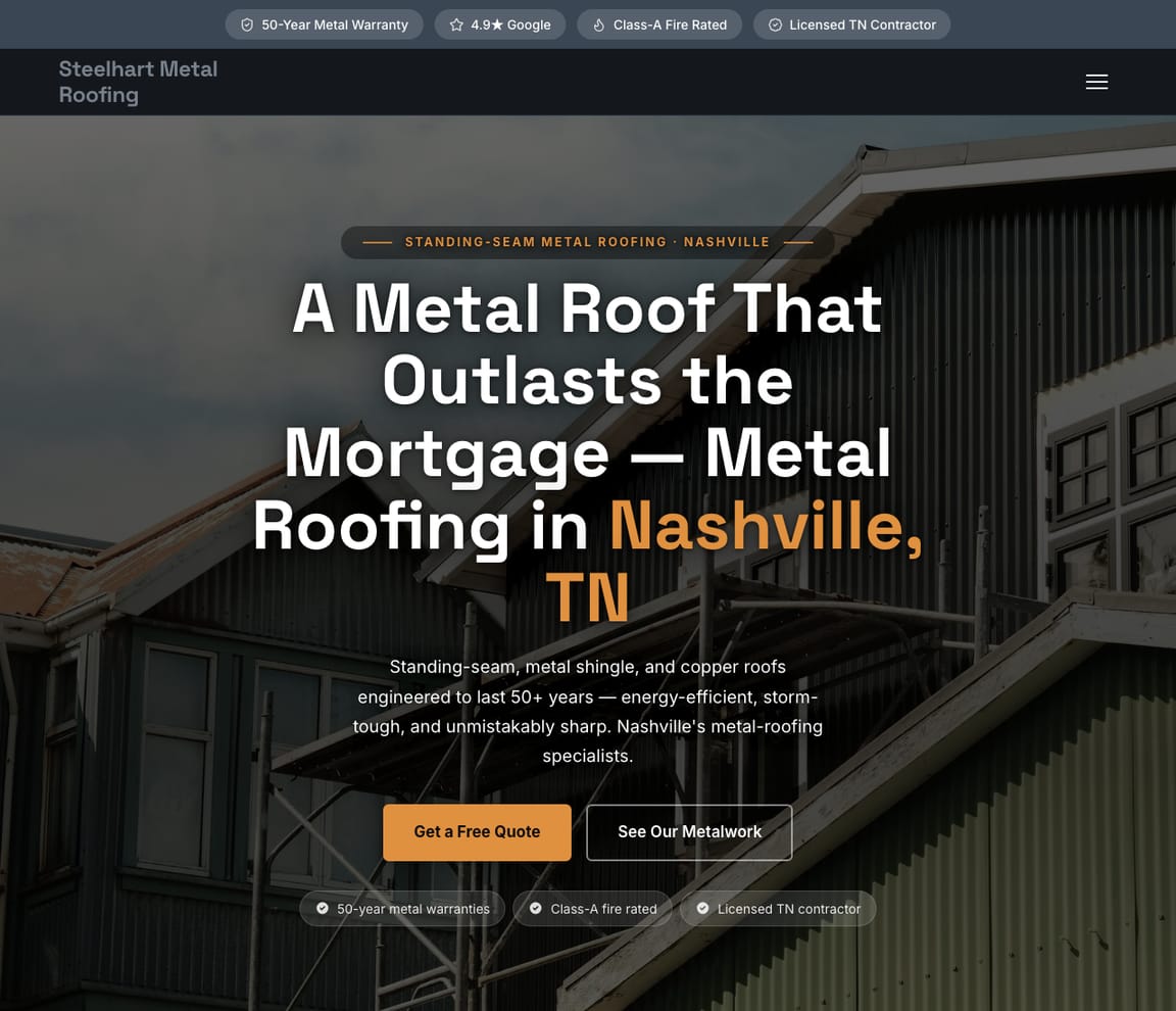 Roofing - Metal Roofing website template preview