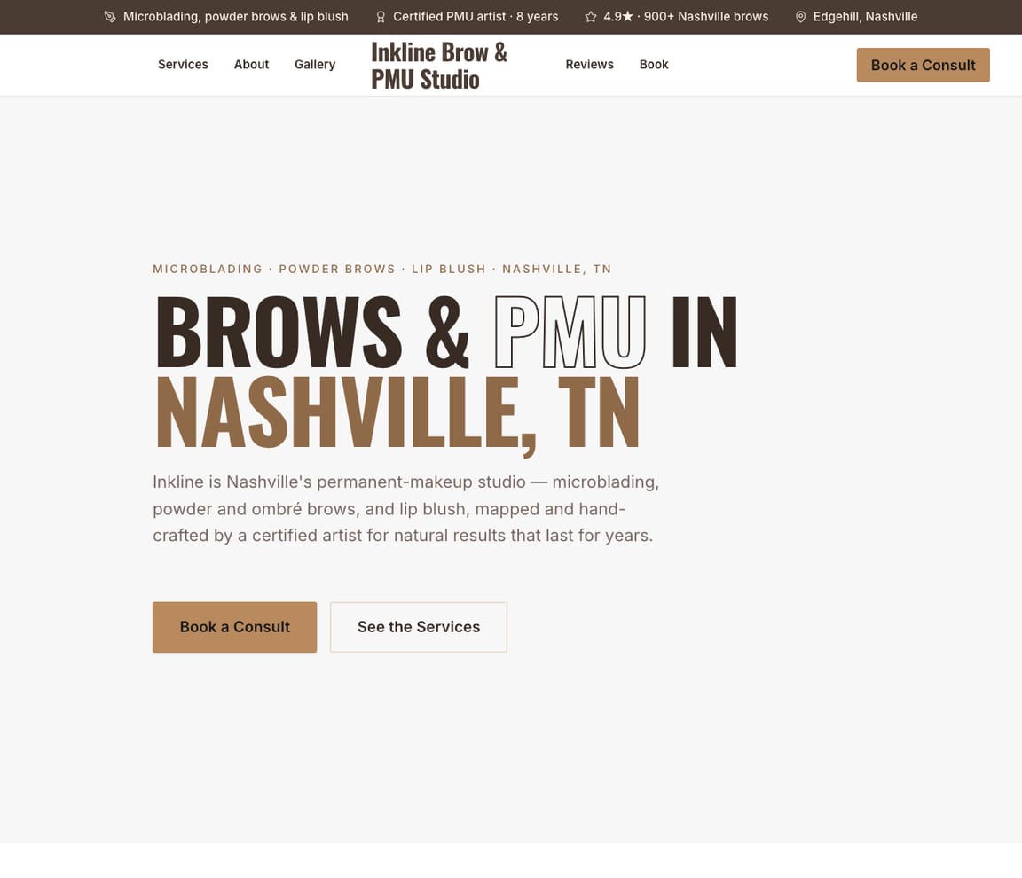 Microblading & PMU Studio website template preview