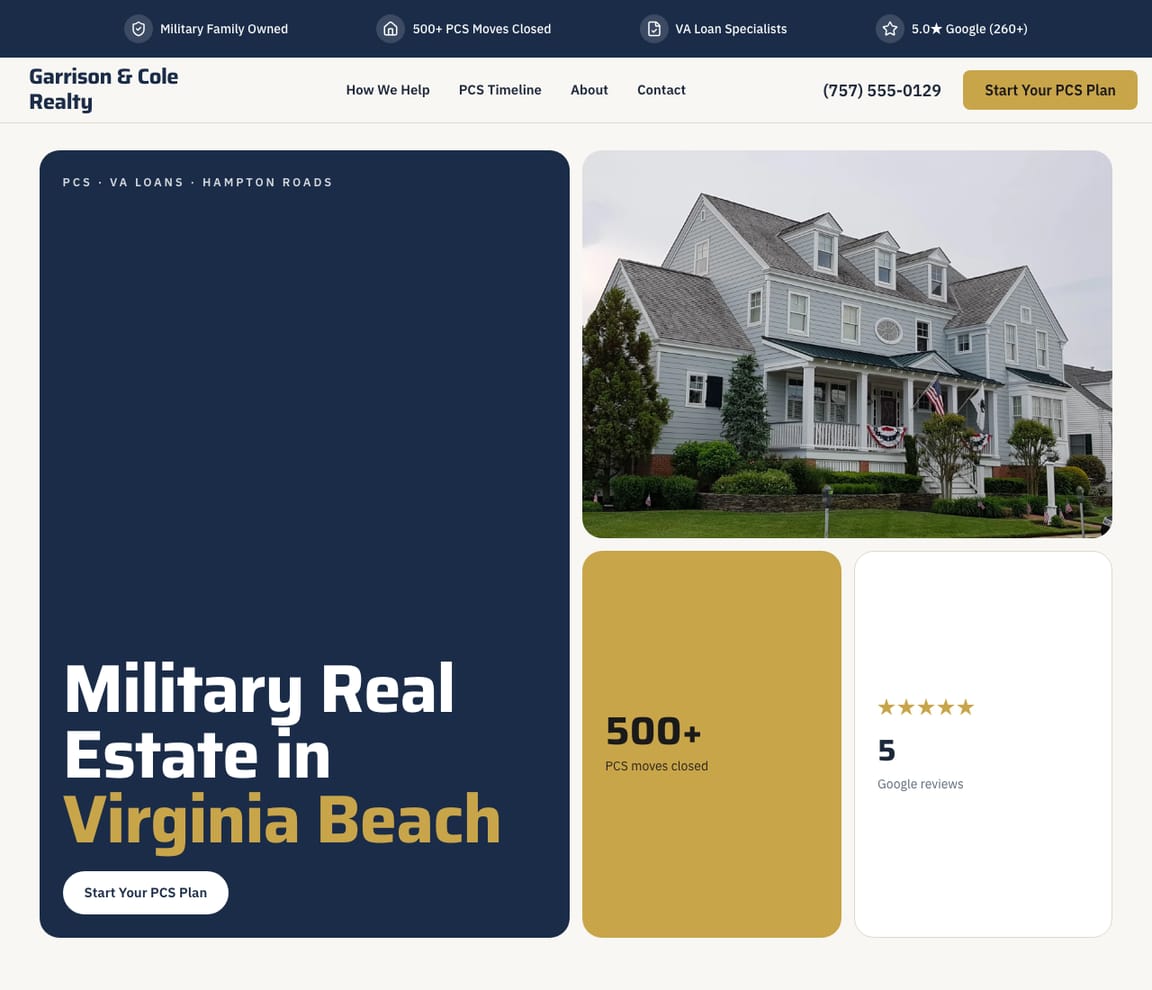 Military Relocation / PCS website template preview