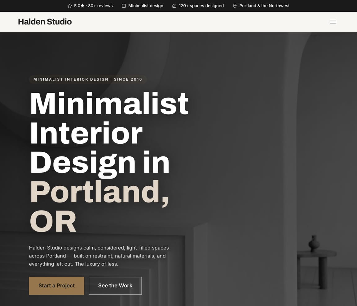Minimalist Interior Designer website template preview