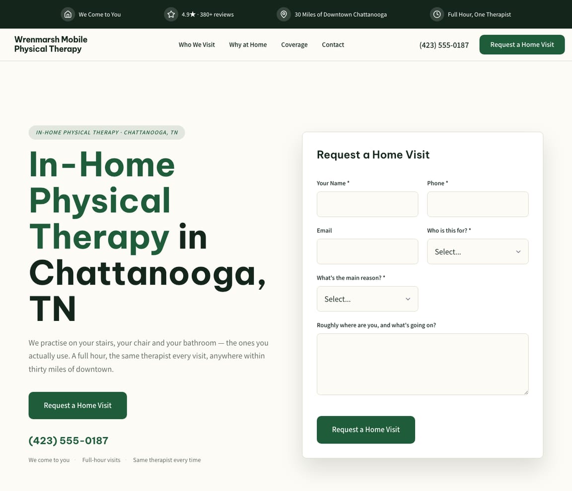 In-Home Physical Therapy website template preview