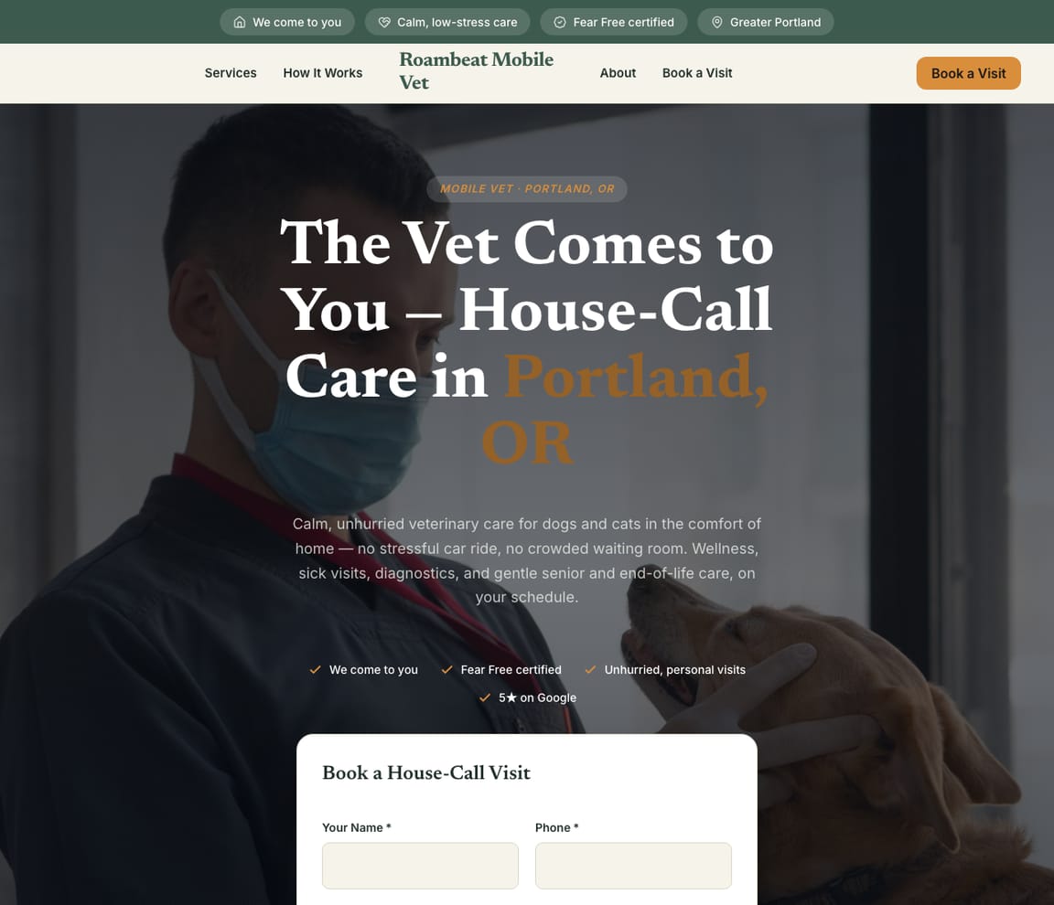 Mobile & House-Call Vet website template preview