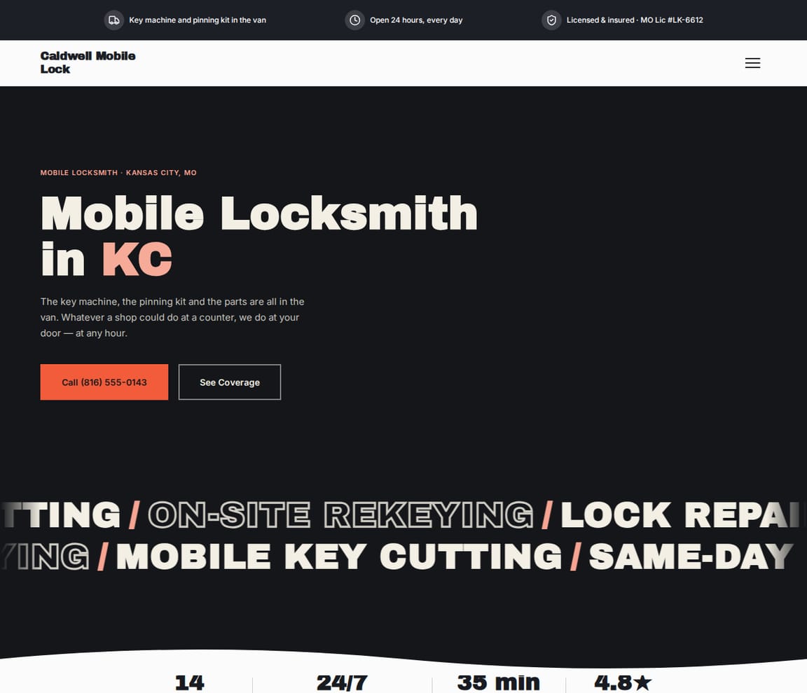 Mobile Locksmith Van website template preview