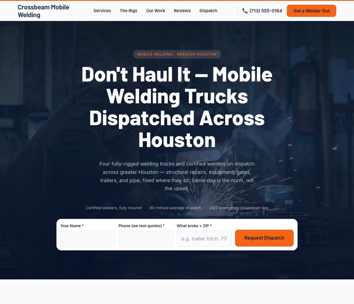 Mobile Welding website template preview