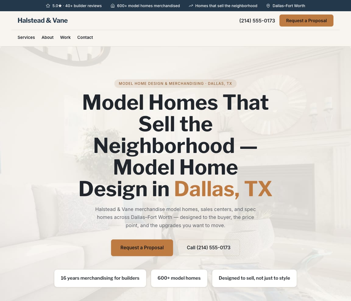 Model Home Designer website template preview