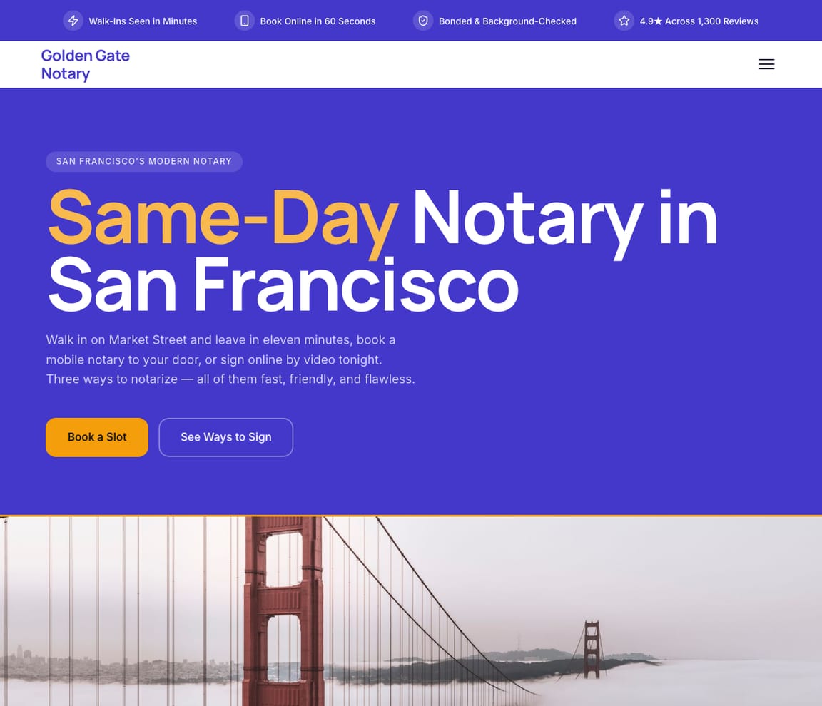 Modern Notary Studio website template preview