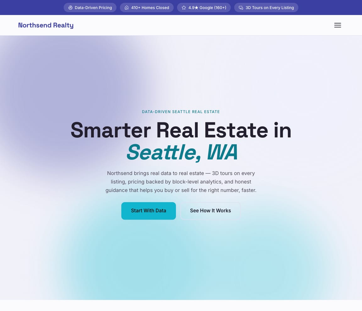 Modern Data-Driven Agent website template preview