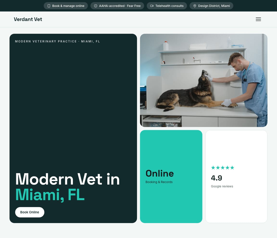 Modern & Tech-Forward Vet website template preview