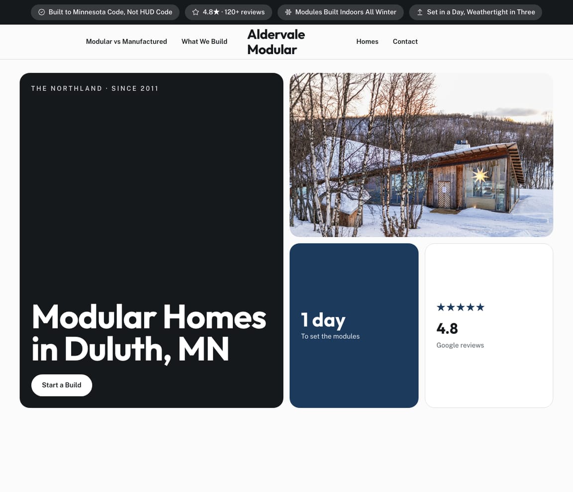 Modular Home Builder website template preview