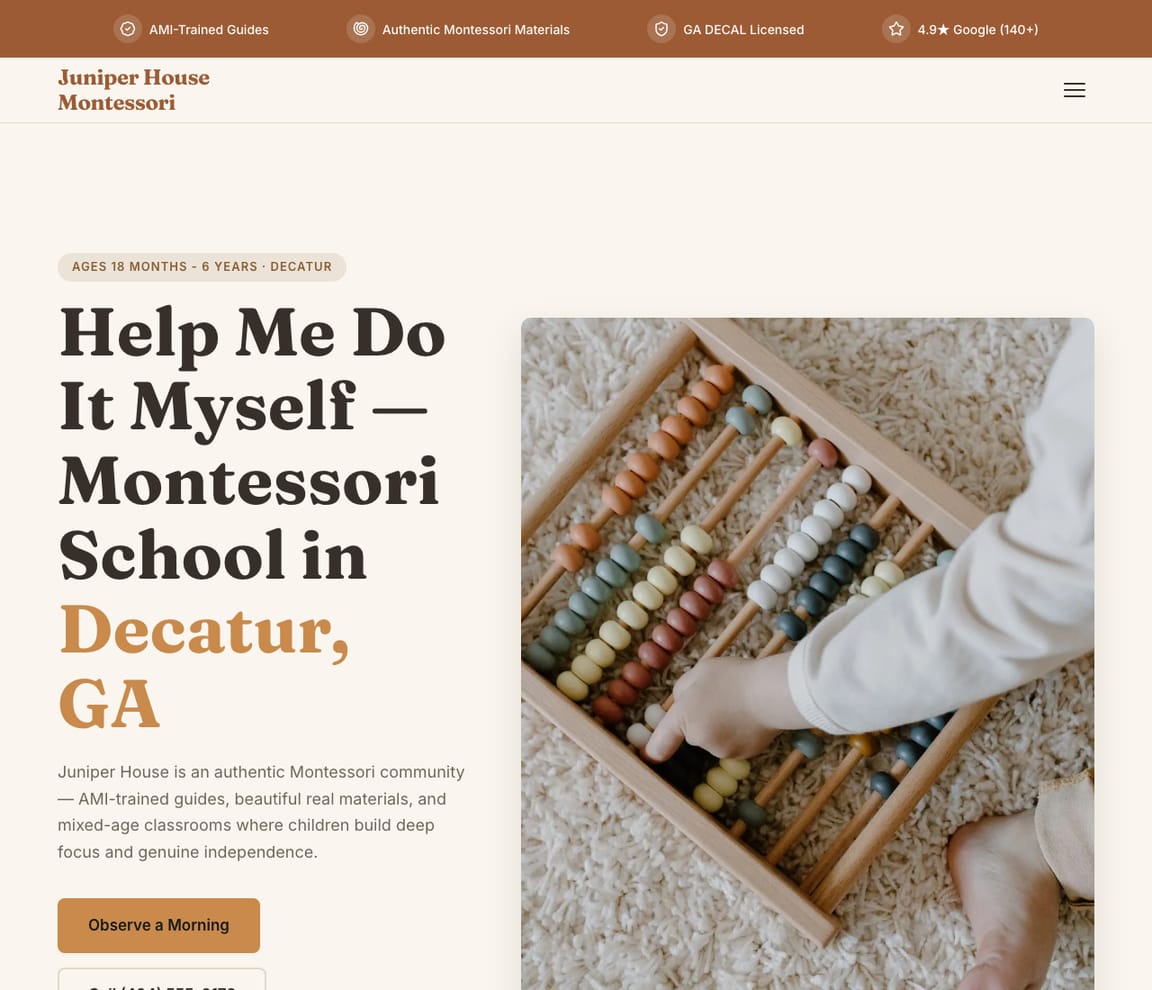 Montessori School website template preview