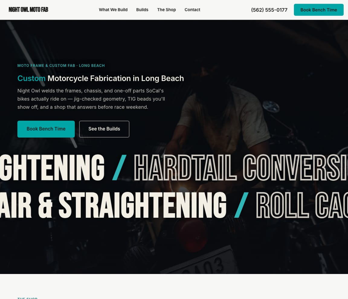 Motorcycle Welding website template preview