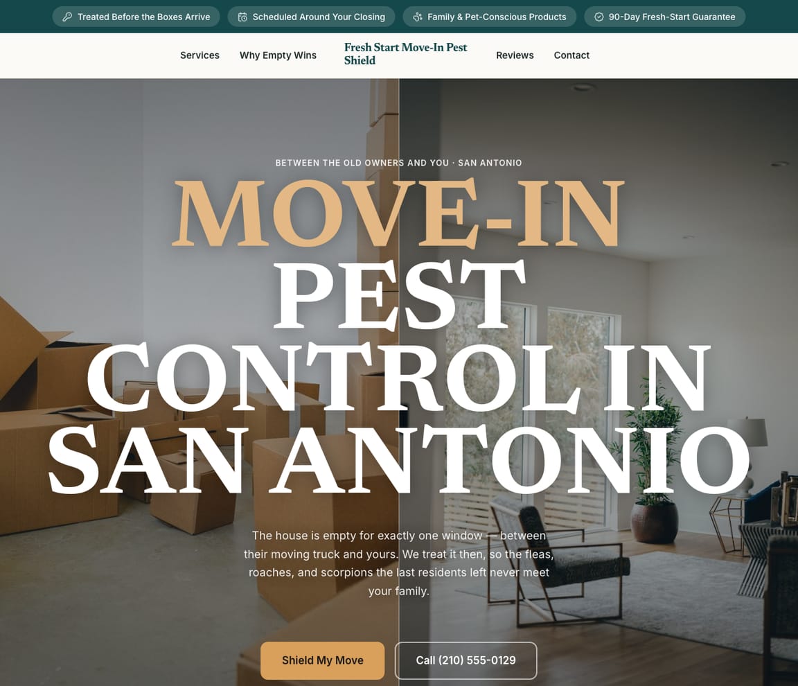 Move-In Pest Shield website template preview