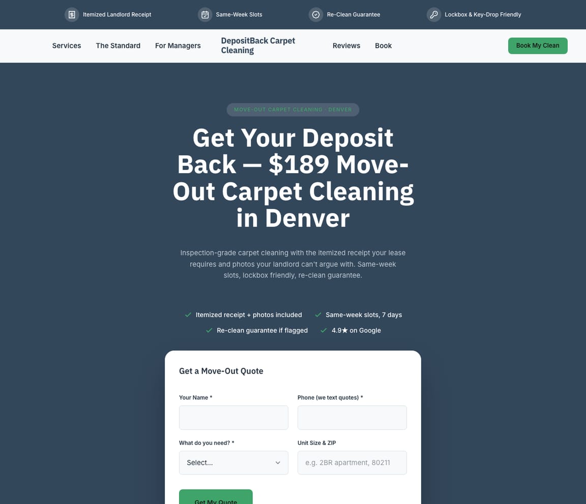 Move-Out Carpet Cleaning website template preview