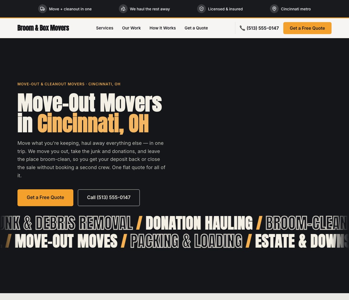 Move-Out & Cleanout Movers website template preview