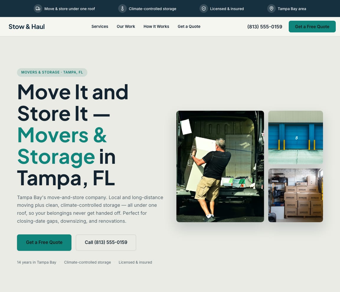 Movers & Storage website template preview