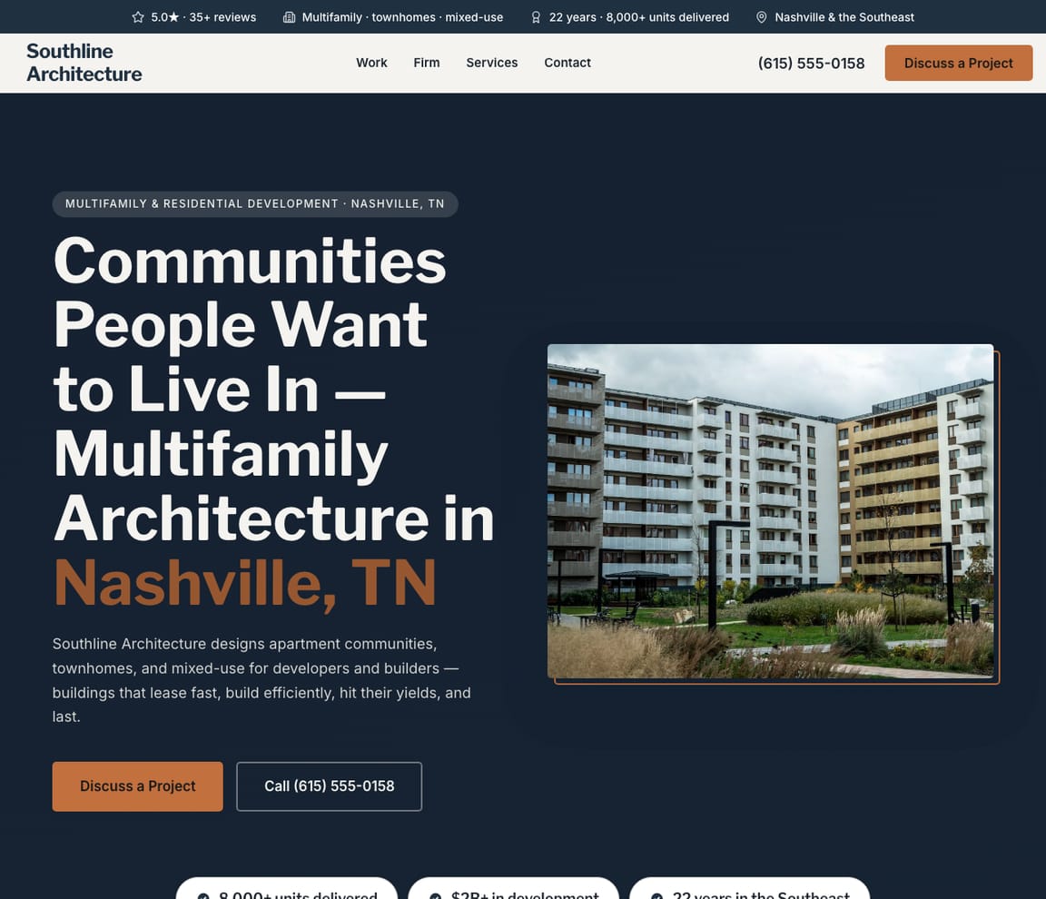 Multifamily Architecture Firm website template preview