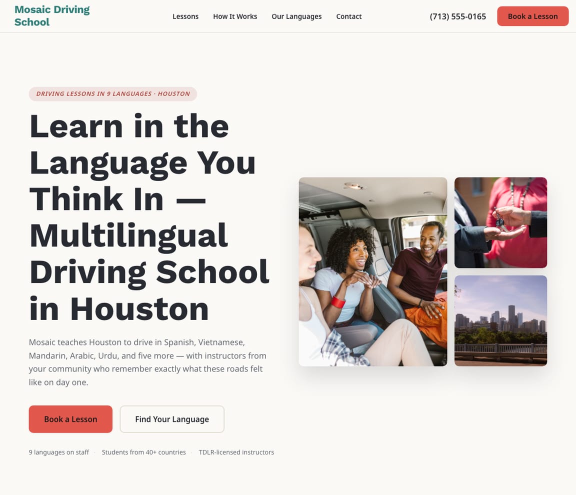 Multilingual Driving School website template preview