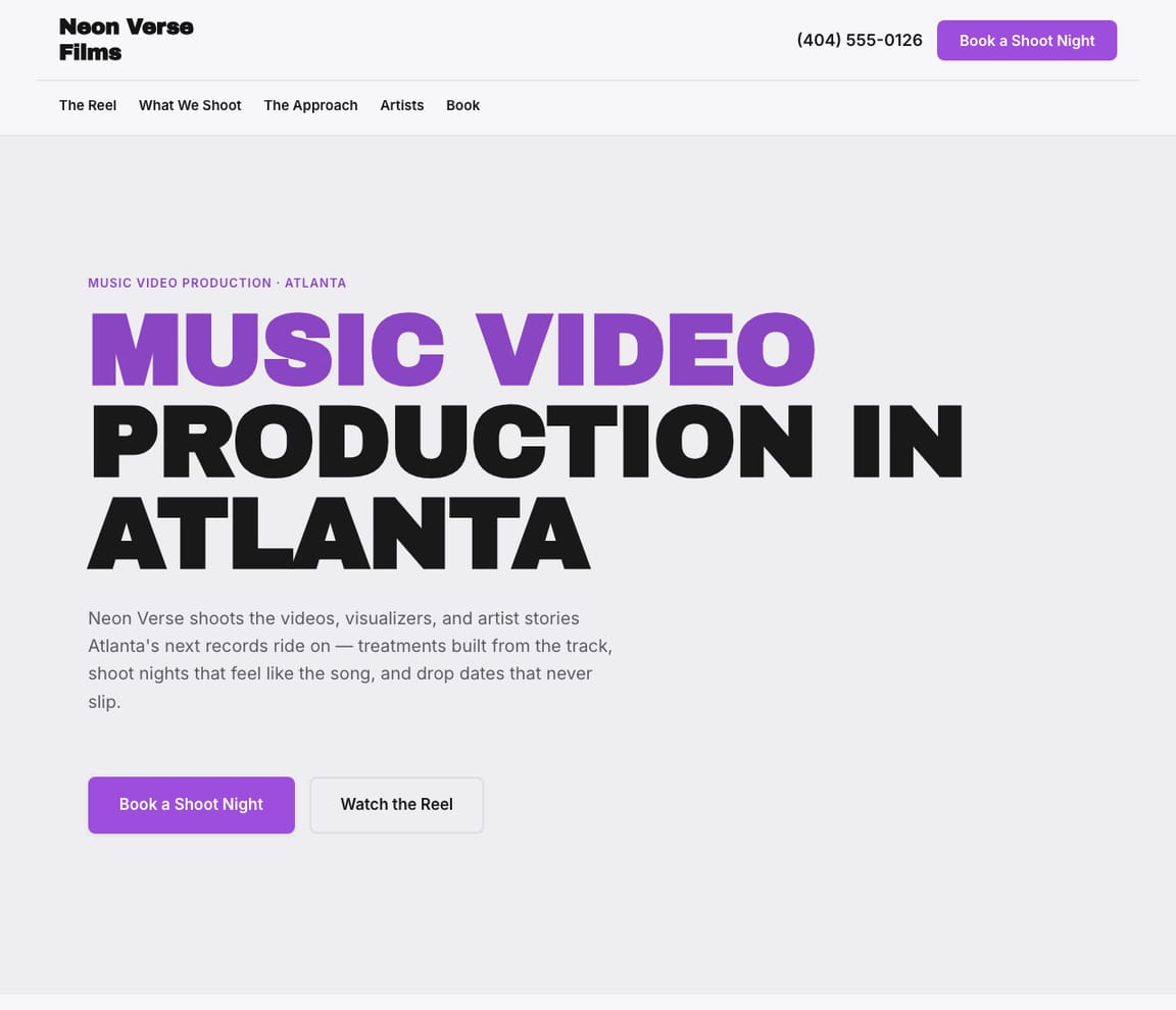 Music Video Production website template preview