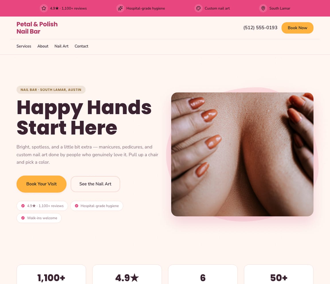 Nail Salon website template preview